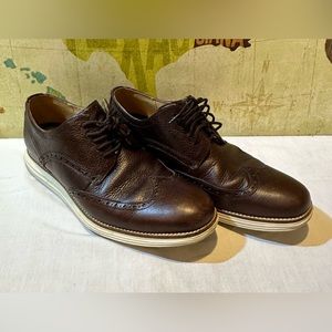 Cole Haan Grand Os Shortwing Brown Leather Wingtip Oxford Casual Shoes 10M GUC